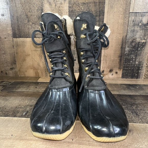 WOMEN'S SPERRY FOR J.CREW SHEARWATER BUCKLE BOOTS IN BLACK Sz 9M - Picture 5 of 11